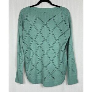 Lee Women’s Size Small Open Knit Pointelle Pattern Sweater Green